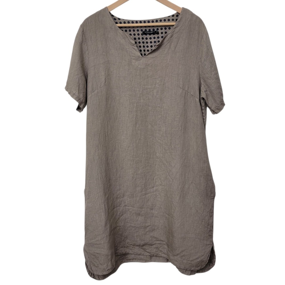 Lungo L'Arno Women's Shirt Dress Size XL Taupe Coastal Lagom Lagenlook Capsule‎